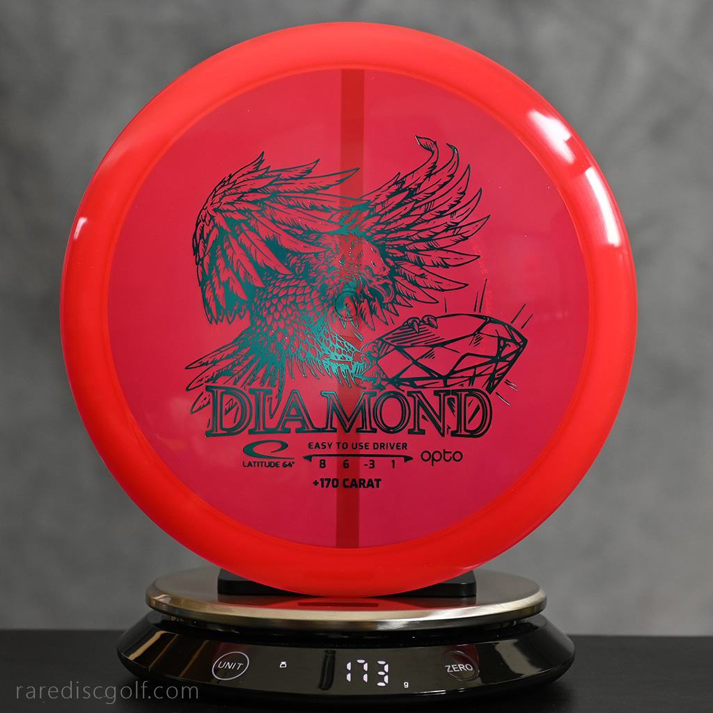Latitude 64 Diamond disc golf disc with eagle clutching a diamond artwork stamp