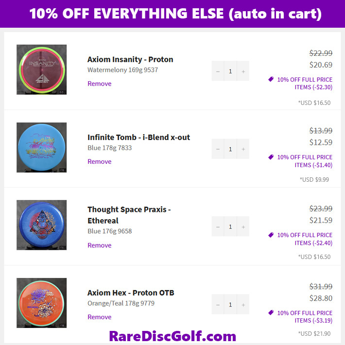the rare discs shopping cart, with 10% off shown in cart