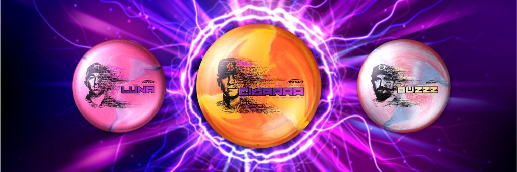 a three up of the new 2026 tour series titanium Big Z disc golf discs from Discraft.